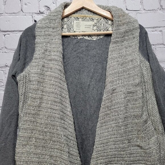 Anthro Saturday Sunday Two Tone Gray Waterfall Cardigan Sweater Size S - Picture 2 of 12